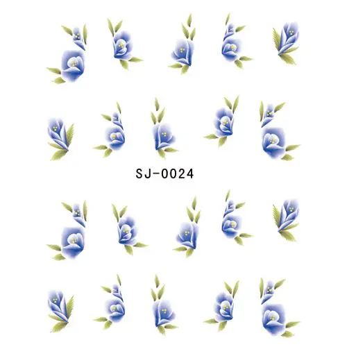 Flori albastre - modele transfer cu apă