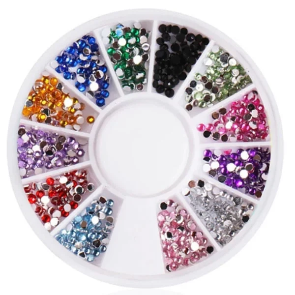 Decorațiuni nail art - strasuri rotunde 2 mm - diverse culori