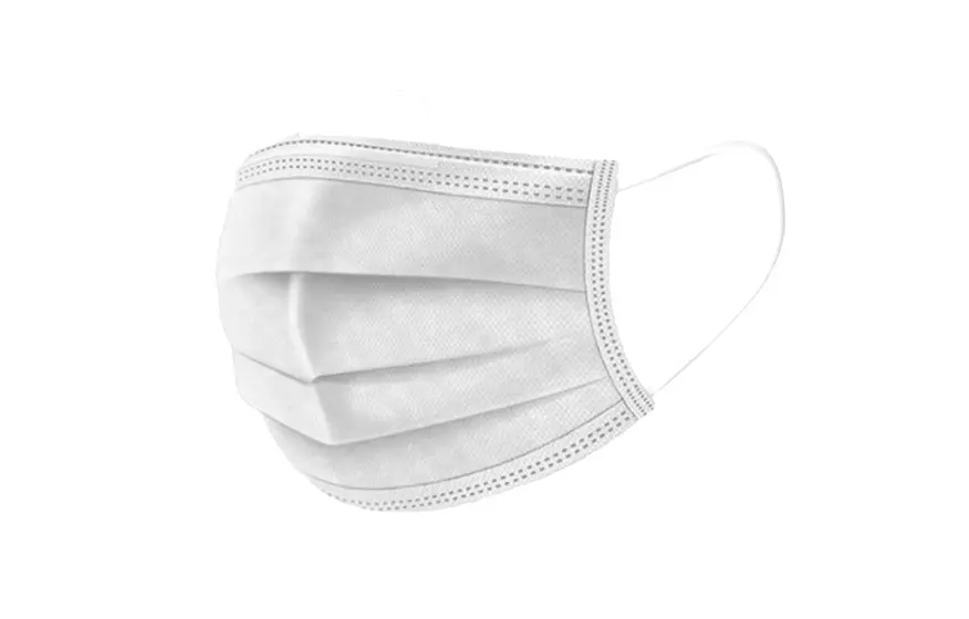Mască de față cu bandă elastică - albă, cu 3 straturi