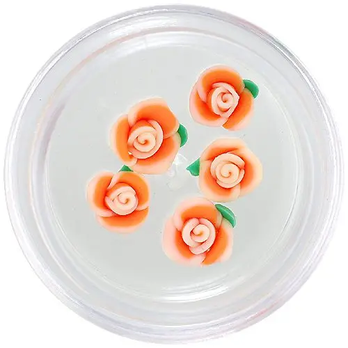 Flori acrilice portocalii și albe pentru nail art
